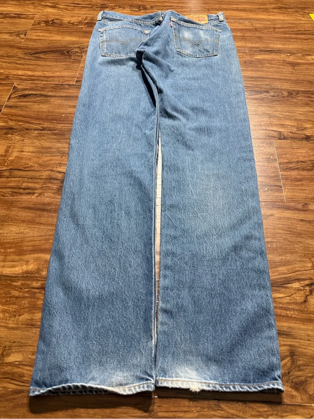Levi’s 501 Button Fly Jeans Light Wash W34 L38 Distressed Vintage Y2K Tall